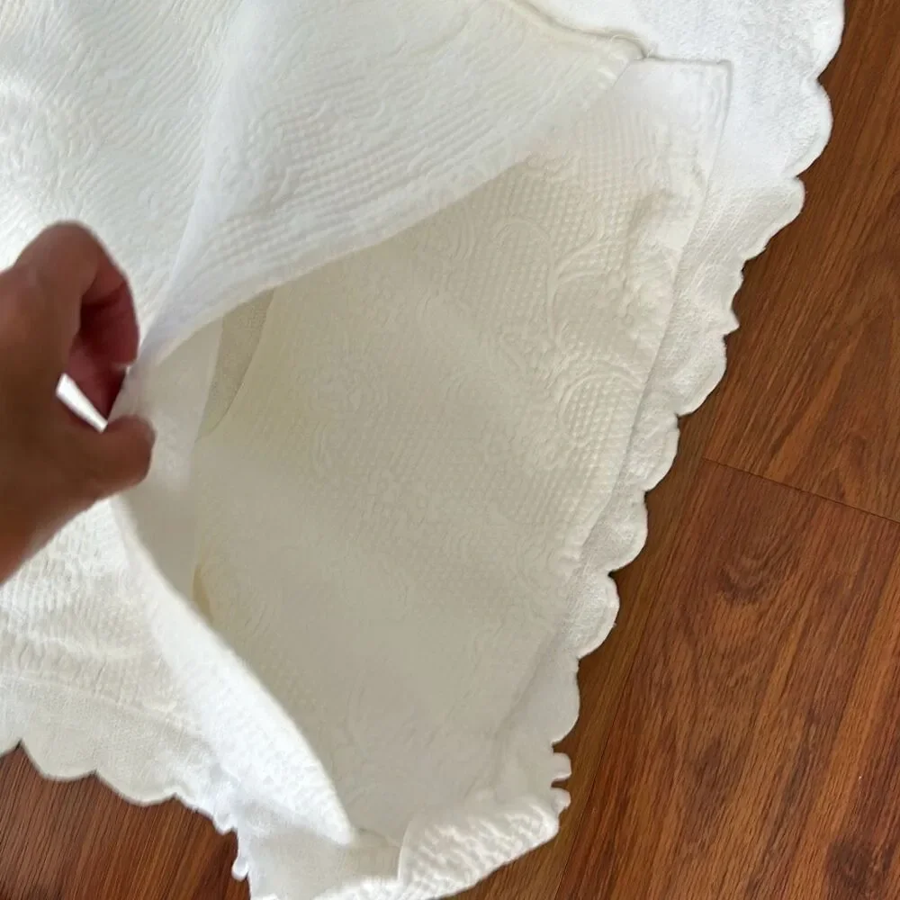 Sferra Bros white heavy cotton plissé long decorative 32x18 decorative pillowcas